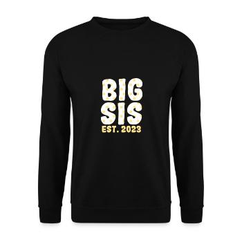 Große Schwester 2023 Big Sis 23 - Unisex Pullover - Schwarz - Vorne - Alina (178cm) & Michal (187cm)