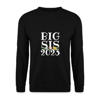 Große Schwester 2023 Big Sis 23 - Unisex Pullover - Schwarz - Vorne - Alina (178cm) & Michal (187cm)