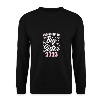 Befördert Zur Großen Schwester 2023 - Unisex Pullover - Schwarz - Vorne - Alina (178cm) & Michal (187cm)