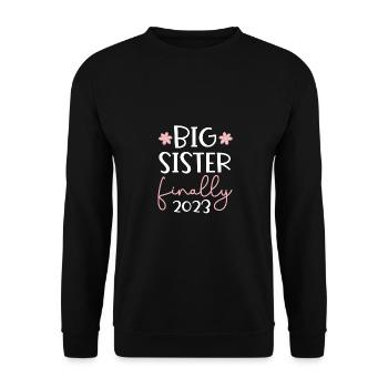 Finally Big Sister 2023 Big Sis 23 - Unisex Sweatshirt - black - Front - Alina (178cm) & Michal (187cm)