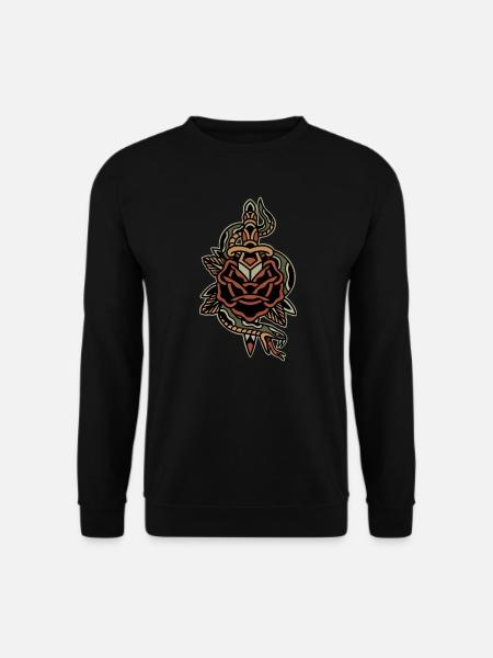 Style de tatouage Conception graphique Serpent avec poignard - Sweat-shirt Unisexe - noir
