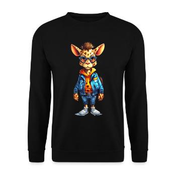 Dessin animé girafe mignon - Sweat-shirt Unisexe - noir - Devant - Alina (178cm) & Michal (187cm)