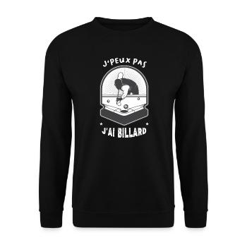 J'Peux Pas J'Ai Billard Cadeau Joueur De Billard - Sweat-shirt Unisexe - noir - Devant - Alina (178cm) & Michal (187cm)