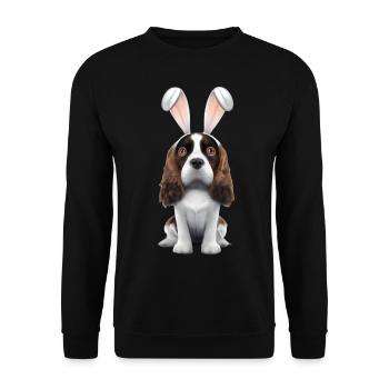 English Cocker Spaniel mit Hasenohren - Unisex Pullover - Schwarz - Vorne - Alina (178cm) & Michal (187cm)