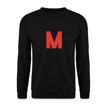 Rotes M-Logo auf Schwarz - Unisex Pullover - Schwarz - Vorne - Alina (178cm) & Michal (187cm)