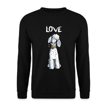 I Love Pudel - Unisex Pullover - Schwarz - Vorne - Alina (178cm) & Michal (187cm)