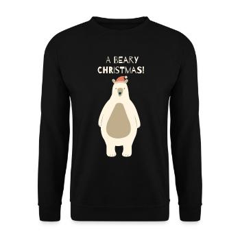 Ours de Noël Beary avec le Père Noël - Sweat-shirt Unisexe - noir - Devant - Alina (178cm) & Michal (187cm)