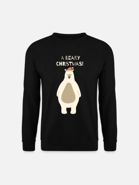 Beary Christmas Bear with Santa Hat - Unisex Sweatshirt - black