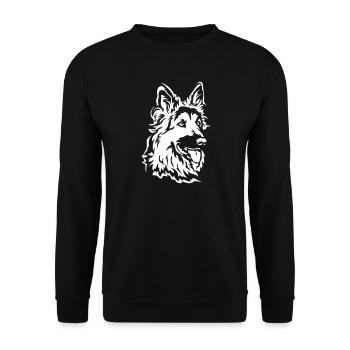 German Shepherd Head "Black Edition" - Unisex Sweatshirt - black - Front - Alina (178cm) & Michal (187cm)