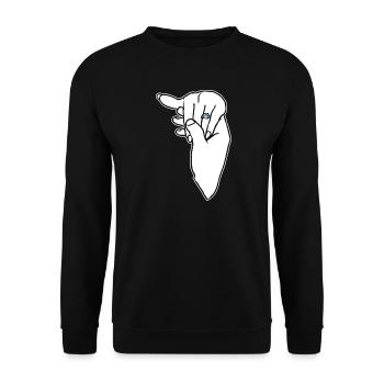Verlobungs-Ehering-Hand - Unisex Pullover - Schwarz - Vorne - Alina (178cm) & Michal (187cm)