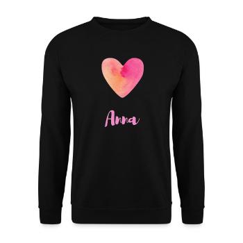Anna Pink Heart Typographie Tenue de fille - Sweat-shirt Unisexe - noir - Devant - Alina (178cm) & Michal (187cm)