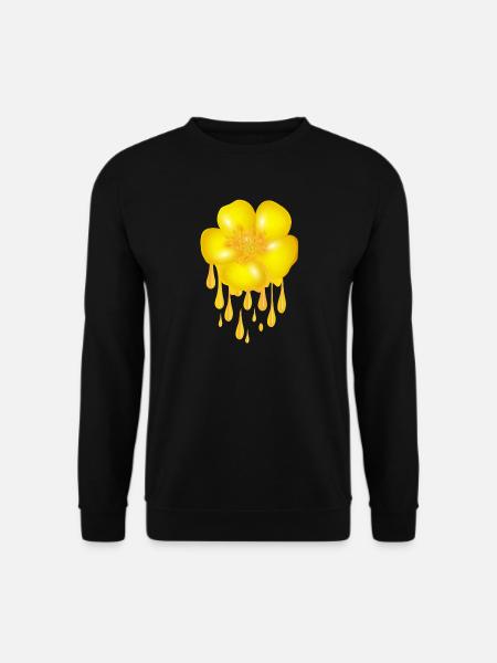 leuchtend gelbe Butterblume mit Dripping Effect - Unisex Pullover - Schwarz