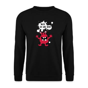 Monster coole Comics Quotes lustig Fun - Unisex Pullover - Schwarz - Vorne - Alina (178cm) & Michal (187cm)