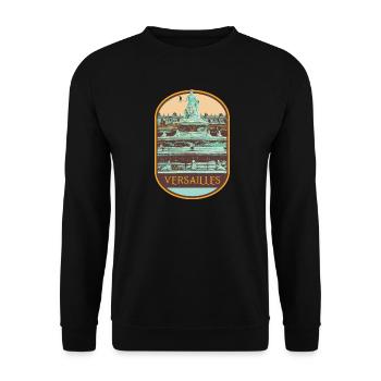 Brunnengarten Palast Versailles, Königliche Eleganz - Unisex Pullover - Schwarz - Vorne - Alina (178cm) & Michal (187cm)