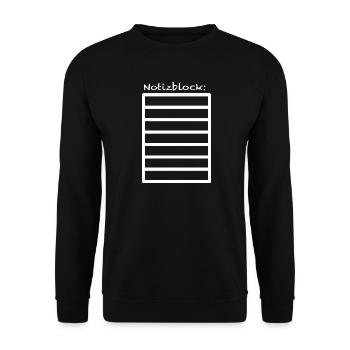 Notizblock Design inkl. Linien - Unisex Pullover - Schwarz - Vorne - Alina (178cm) & Michal (187cm)