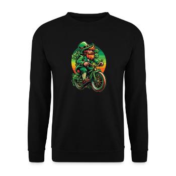 St. Patrick's Day Leprechaun Fahrraddesign - Unisex Pullover - Schwarz - Vorne - Alina (178cm) & Michal (187cm)