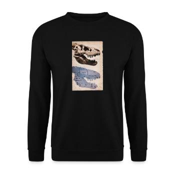 Vintage T-Rex Skull Dinosaur Fossil Tyrannosaurus - Unisex Sweatshirt - black - Front - Alina (178cm) & Michal (187cm)