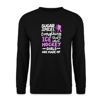 Eishockey Mädchen Hockey Spieler - Unisex Pullover - Schwarz - Vorne - Alina (178cm) & Michal (187cm)