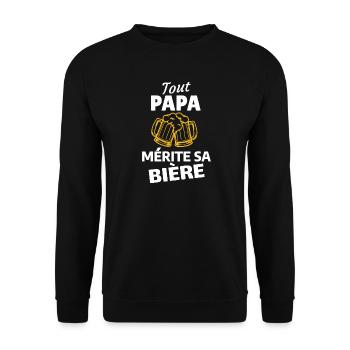 Tout PAPA Mérite Sa Bière - Sweat-shirt Unisexe - noir - Devant - Alina (178cm) & Michal (187cm)