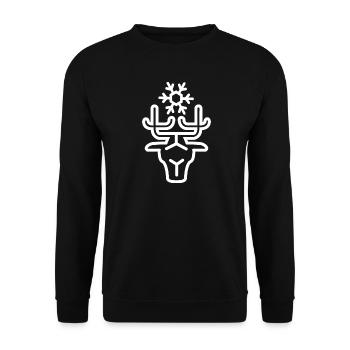 Rentier Schnee Weihnachten Linien geometrisch Logo - Unisex Pullover - Schwarz - Vorne - Alina (178cm) & Michal (187cm)