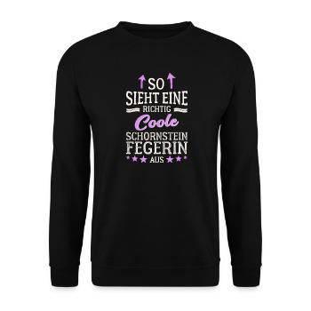 So sieht eine richtig coole Schornsteinfegerin aus - Unisex Pullover - Schwarz - Vorne - Alina (178cm) & Michal (187cm)