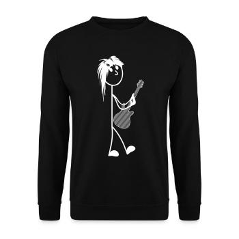 Bonhomme allumette avec guitare - Sweat-shirt Unisexe - noir - Devant - Alina (178cm) & Michal (187cm)