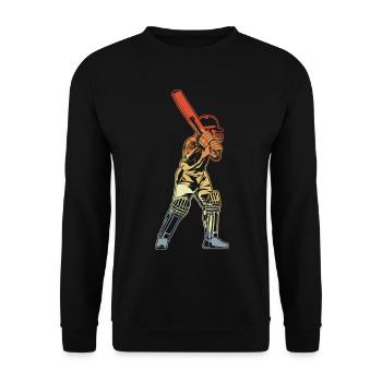 Retro Cricket Batter - Unisex Pullover - Schwarz - Vorne - Alina (178cm) & Michal (187cm)