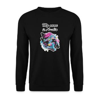 My name is Amelia 2026 - Unisex Sweatshirt - black - Front - Alina (178cm) & Michal (187cm)