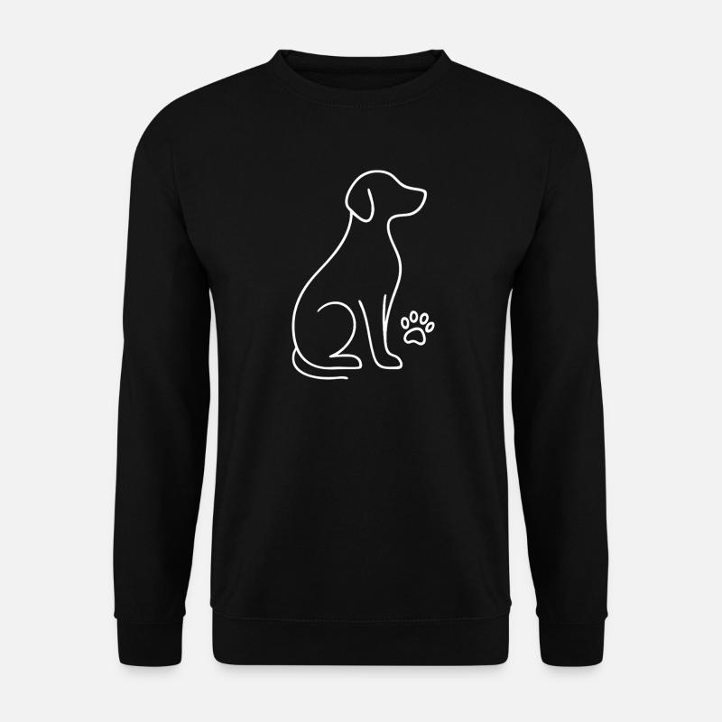 Minimalistisches Hund Design – Line Art Pfote - Unisex Pullover - Schwarz