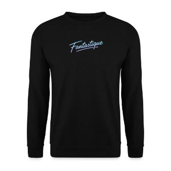 Neon 80er Schriftzug Fantastique - Unisex Pullover - Schwarz - Vorne - Alina (178cm) & Michal (187cm)
