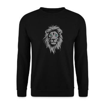 Majestic lion head with blue eyes - Unisex Sweatshirt - black - Front - Alina (178cm) & Michal (187cm)