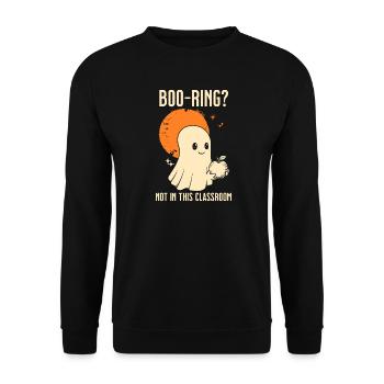 Funny Teacher Skeleton Halloween Classroom - Unisex Sweatshirt - black - Front - Alina (178cm) & Michal (187cm)