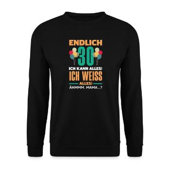 Funny 30th birthday gift - Unisex Sweatshirt - black - Front - Alina (178cm) & Michal (187cm)