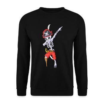 Dabbing Pirate Skeleton Halloween - Unisex Sweatshirt - black - Front - Alina (178cm) & Michal (187cm)