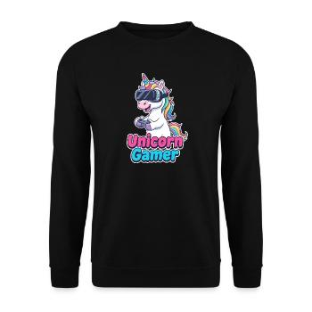 Unicorn Gamer VR Edition - Unisex Pullover - Schwarz - Vorne - Alina (178cm) & Michal (187cm)
