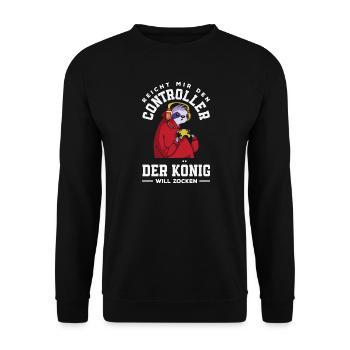 Hands me the controller – King wants to play - Unisex Sweatshirt - black - Front - Alina (178cm) & Michal (187cm)