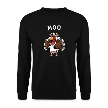 Dinde Moo Drôle Vache de Noël - Sweat-shirt Unisexe - noir - Devant - Alina (178cm) & Michal (187cm)