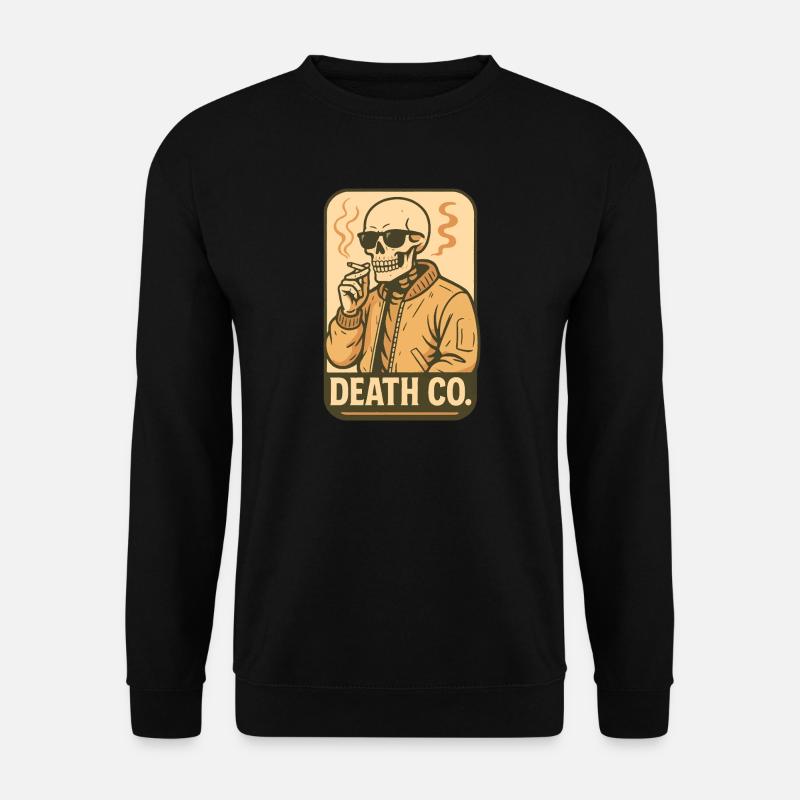 Skeleton Smoking in Bomber Jacket - Unisex Sweatshirt - black