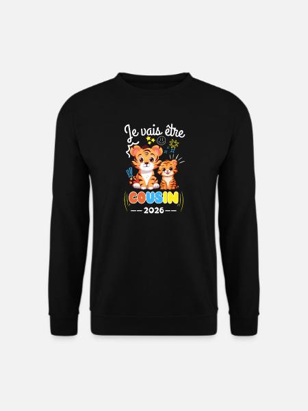 Ich werde Cousine sein 2026 Tigerschwangerschaft Ankündigung - Unisex Pullover - Schwarz
