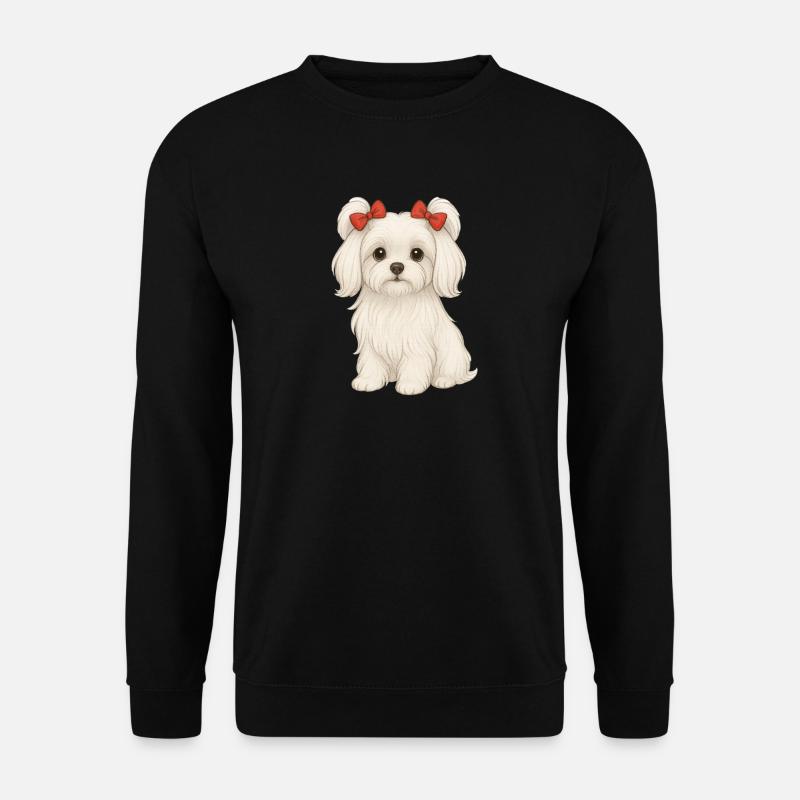 Malteserhund mit roten Schleifen - Unisex Pullover - Schwarz