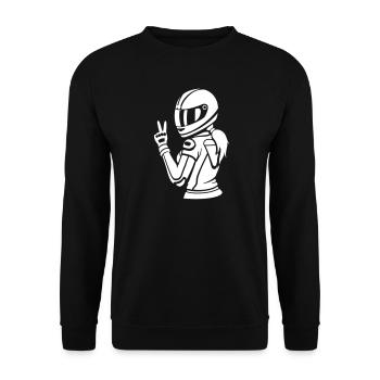 Biker Girl + optionnellement votre texte (couleur changeable) - Sweat-shirt Unisexe - noir - Devant - Alina (178cm) & Michal (187cm)