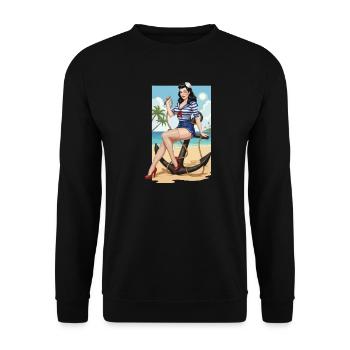 Beach sailor pinup - Unisex Sweatshirt - black - Front - Alina (178cm) & Michal (187cm)