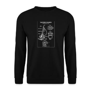 Patent-Bauplan für Vintage-Staubsauger - Unisex Pullover - Schwarz - Vorne - Alina (178cm) & Michal (187cm)