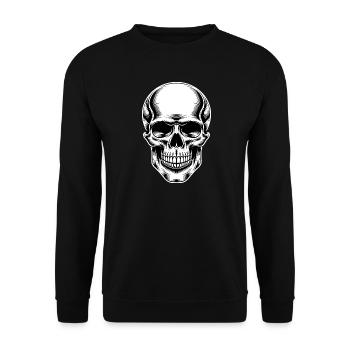 Skull Black and White Tattoo Style - Unisex Pullover - Schwarz - Vorne - Alina (178cm) & Michal (187cm)
