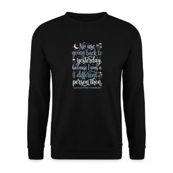 Inspirierendes Zitat – "Yesterday" (Gestern) - Unisex Sweatshirt - black - Front - Alina (178cm) & Michal (187cm)