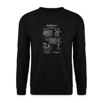 Dessin linéaire du plan municipal d’Amsterdam - Sweat-shirt Unisexe - noir - Devant - Alina (178cm) & Michal (187cm)