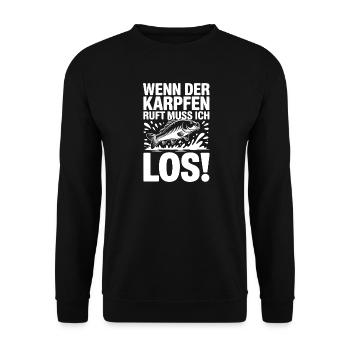 Der Karpfen ruft - Unisex Pullover - Schwarz - Vorne - Alina (178cm) & Michal (187cm)