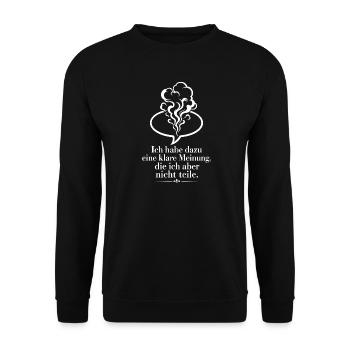 Klare Meinung Nicht Teilen, Satire - Unisex Pullover - Schwarz - Vorne - Alina (178cm) & Michal (187cm)