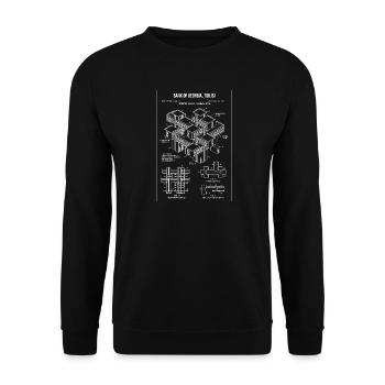 Entwurf des Blauplans der Bank of Georgia Tiflis - Unisex Pullover - Schwarz - Vorne - Alina (178cm) & Michal (187cm)