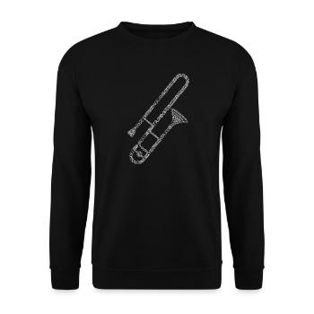 Posaunen-Wortkunst – Geschenk des Marschkapellspielers - Unisex Pullover - Schwarz - Vorne - Alina (178cm) & Michal (187cm)